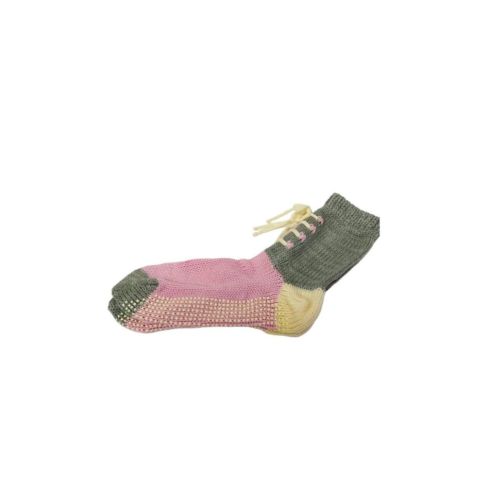 Unbranded Sneaker Knit Socks Womens OS Pink Green Yellow Laced Novelty Cozy